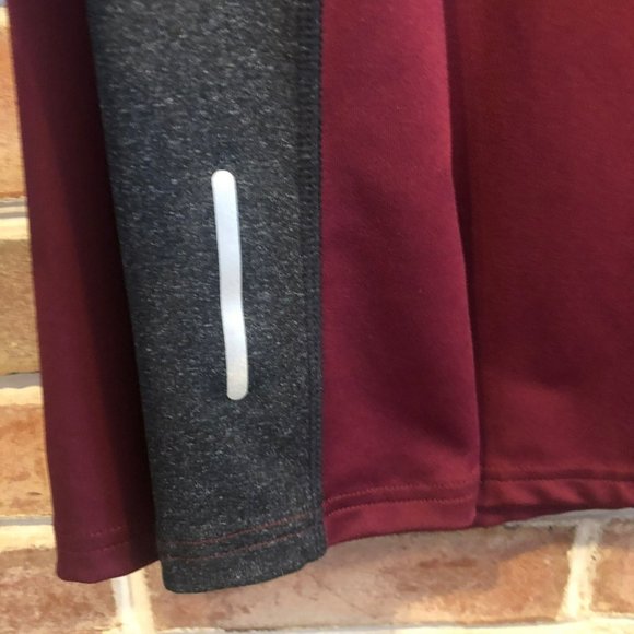 Jockey Sport Mens L 1/4 Zip Pullover LS Maroon Gray Reflective High Neck - Picture 4 of 7